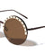Semi Rimless Heart Pattern Brow Cutout Round Wholesale Sunglasses