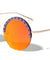 Semi Rimless Heart Pattern Brow Cutout Round Wholesale Sunglasses