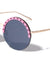 Semi Rimless Heart Pattern Brow Cutout Round Wholesale Sunglasses