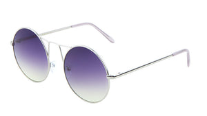 Round Oceanic Color Lens Front Metal Deco Wholesale Bulk Sunglasses
