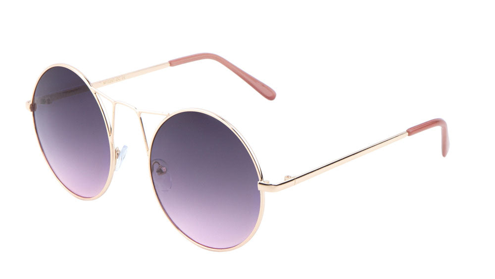 Round Oceanic Color Lens Front Metal Deco Wholesale Bulk Sunglasses