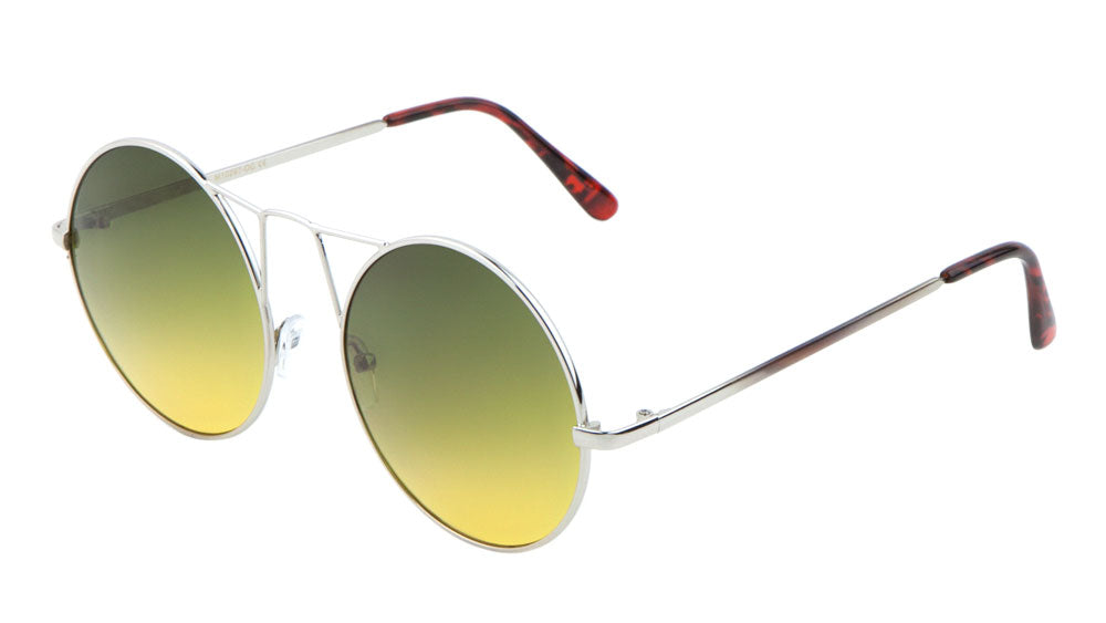 Round Oceanic Color Lens Front Metal Deco Wholesale Bulk Sunglasses