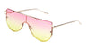 Curved Metal Brow Bar Solid One Piece Flat Oceanic Color Lens Bulk Sunglasses