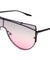 Curved Metal Brow Bar Solid One Piece Flat Oceanic Color Lens Bulk Sunglasses