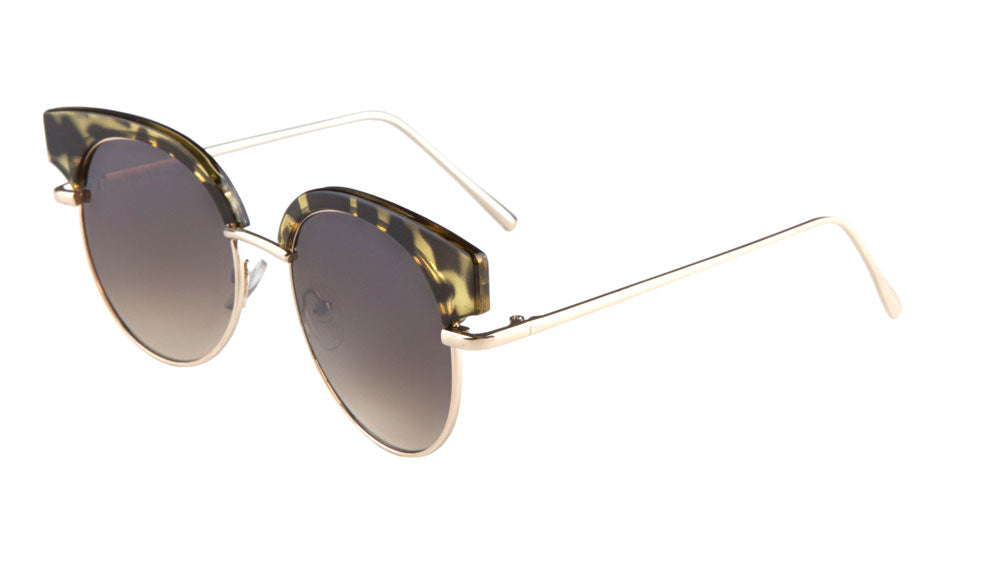 Retro Brow Flat Color Mirror Wholesale Sunglasses