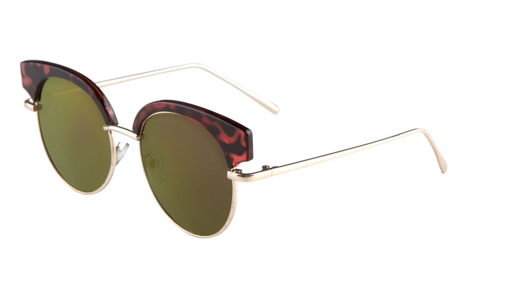 Retro Brow Flat Color Mirror Wholesale Sunglasses
