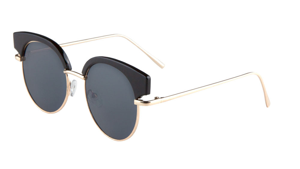 Retro Brow Flat Color Mirror Wholesale Sunglasses