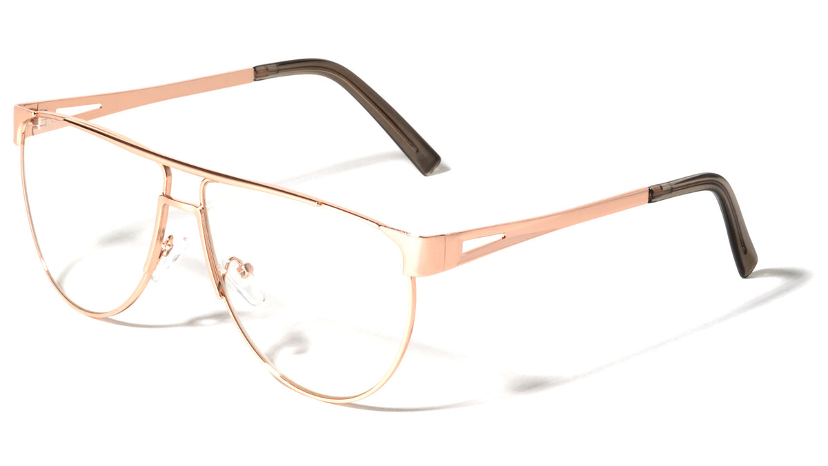 Clear Flat Lens Aviators Wholesale Bulk Glasses