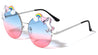 Round Semi-Rimless Oceanic Color Lens Unicorn Sunglasses Wholesale