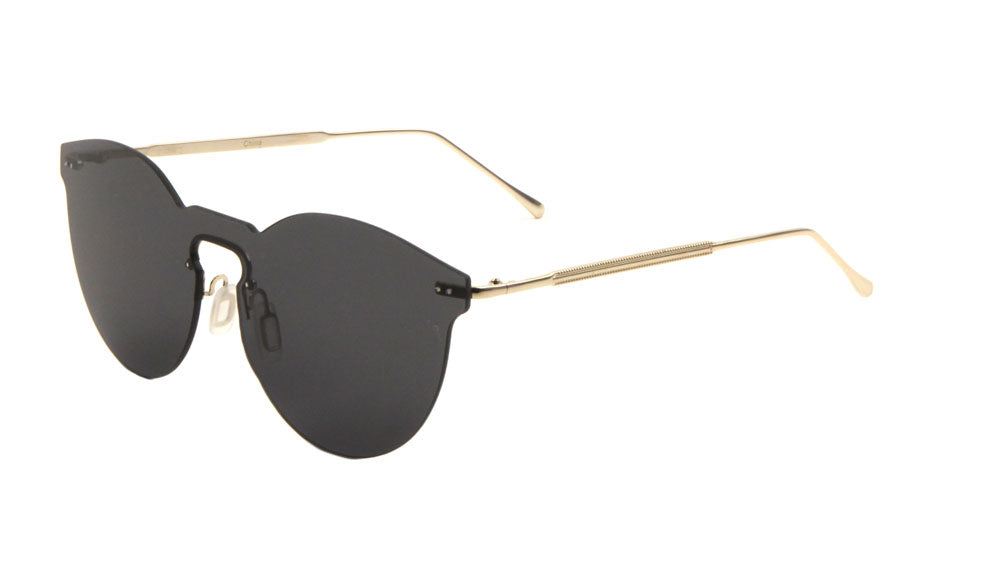 Rimless Solid One Piece Retro Color Mirror Bulk Sunglasses
