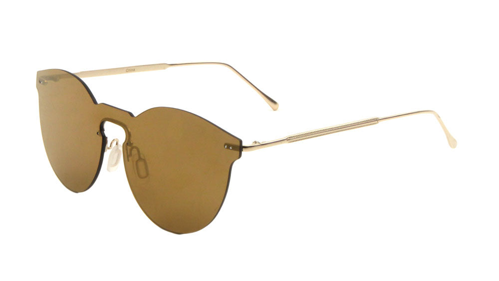 Rimless Solid One Piece Retro Color Mirror Bulk Sunglasses
