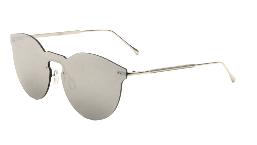 Rimless Solid One Piece Retro Color Mirror Bulk Sunglasses