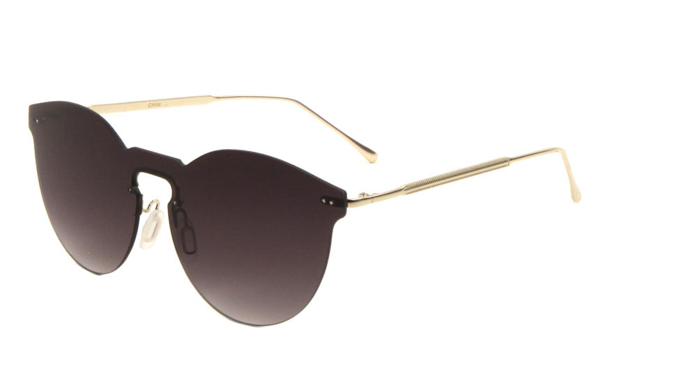 Rimless Solid One Piece Retro Color Mirror Bulk Sunglasses