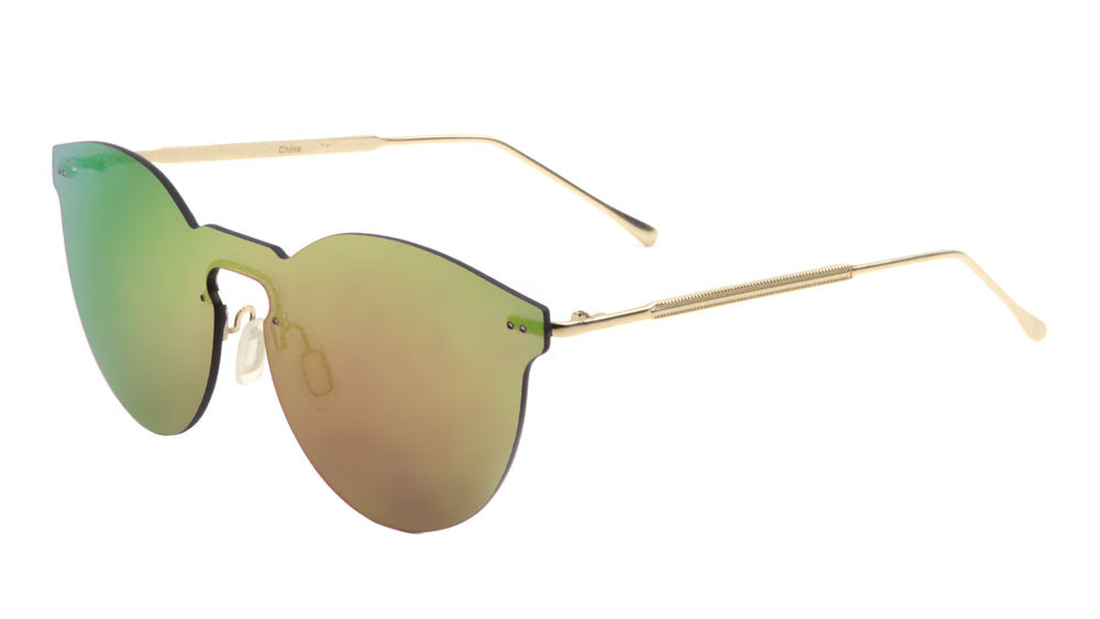 Rimless Solid One Piece Retro Color Mirror Bulk Sunglasses
