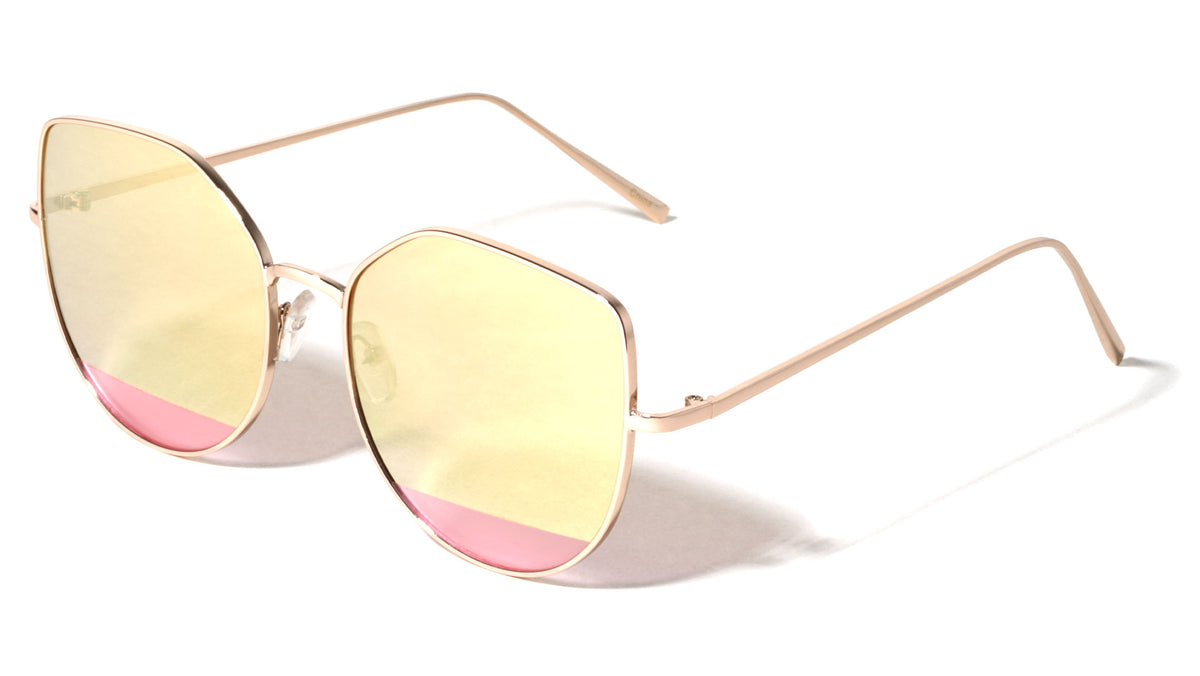 Frosted Bottom Lens Geometric Fashion Cat Eye Wholesale Sunglasses
