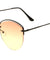 Rimless Oceanic Color Cat Eye Metal Top Accent Wholesale Bulk Sunglasses
