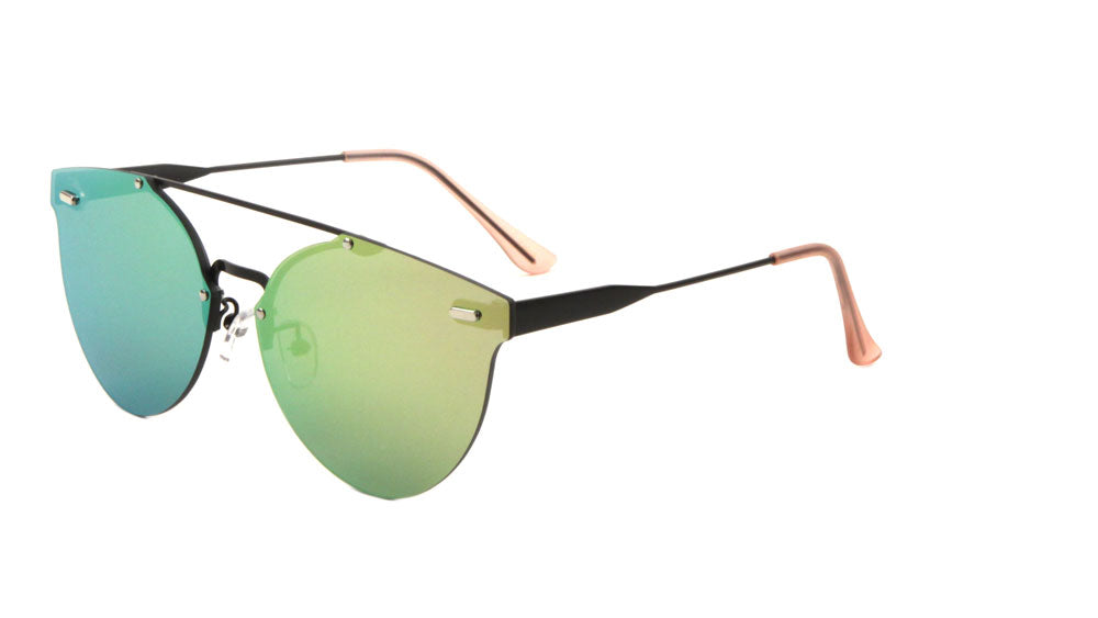 Rimless Retro Style Flat Color Mirror Bulk Sunglasses