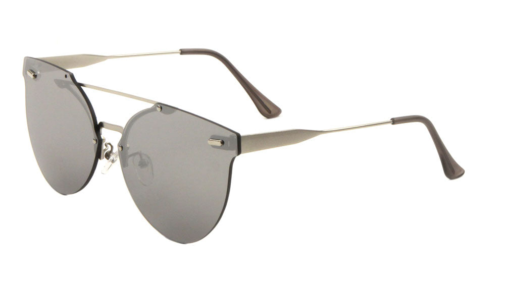 Rimless Retro Style Flat Color Mirror Bulk Sunglasses