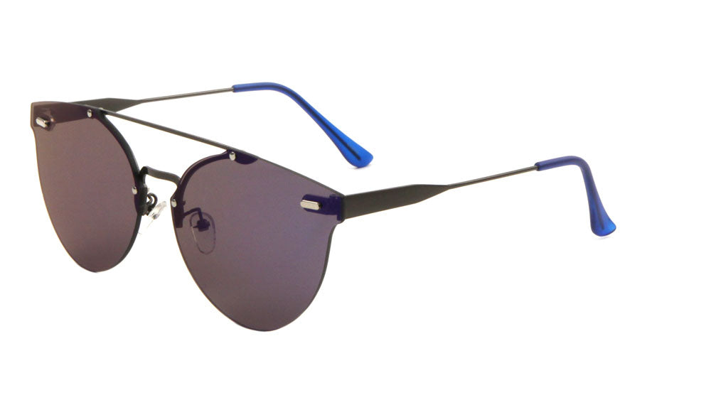 Rimless Retro Style Flat Color Mirror Bulk Sunglasses