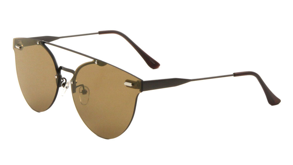 Rimless Retro Style Flat Color Mirror Bulk Sunglasses