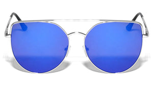 Flat Top Spring Hinge Mirrored Cat Eye Wholesale Sunglasses