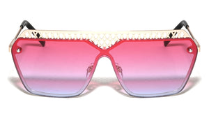 Mesh Rimless Angled Solid One Piece Oceanic Color Wholesale Sunglasses