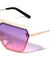Mesh Rimless Angled Solid One Piece Oceanic Color Wholesale Sunglasses