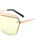 Mesh Rimless Angled Solid One Piece Color Mirror Sunglasses