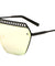 Mesh Rimless Angled Solid One Piece Color Mirror Sunglasses