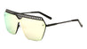 Mesh Rimless Angled Solid One Piece Color Mirror Sunglasses