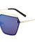 Mesh Rimless Angled Solid One Piece Color Mirror Sunglasses