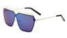 Mesh Rimless Angled Solid One Piece Color Mirror Sunglasses