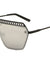 Mesh Rimless Angled Solid One Piece Color Mirror Sunglasses