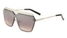 Mesh Rimless Angled Solid One Piece Color Mirror Sunglasses