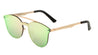 Rimless Retro Aviators Solid One Piece Color Mirror Sunglasses