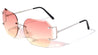Oceanic Color Rimless Diamond Edge Cut Lens Butterfly Wholesale Bulk Sunglasses
