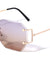 Oceanic Color Rimless Diamond Edge Cut Lens Butterfly Wholesale Bulk Sunglasses