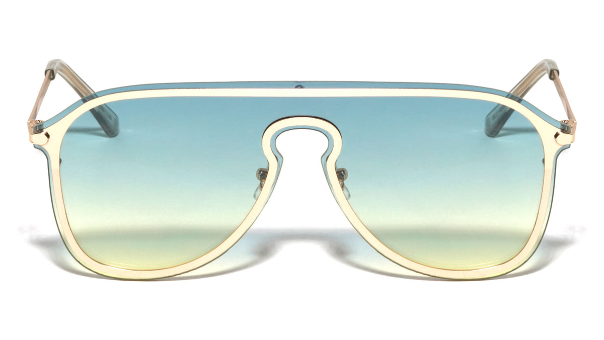 Rimless Solid One Piece Keyhole Nose Oceanic Color Wholesale Bulk Sunglasses