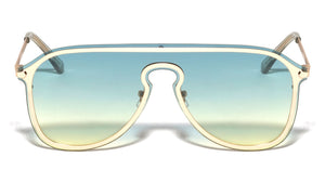 Rimless Solid One Piece Keyhole Nose Oceanic Color Wholesale Bulk Sunglasses