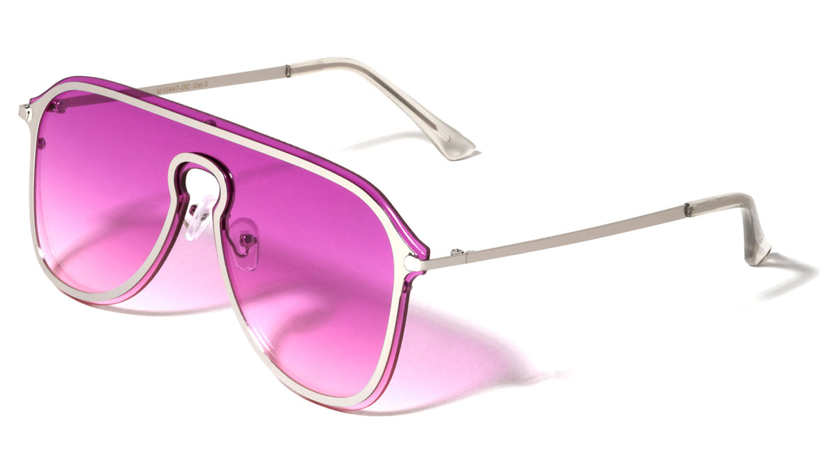 Rimless Solid One Piece Keyhole Nose Oceanic Color Wholesale Bulk Sunglasses