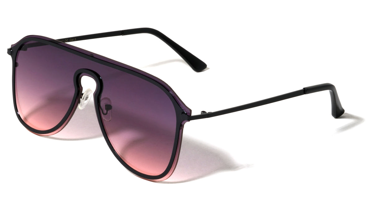 Rimless Solid One Piece Keyhole Nose Oceanic Color Wholesale Bulk Sunglasses