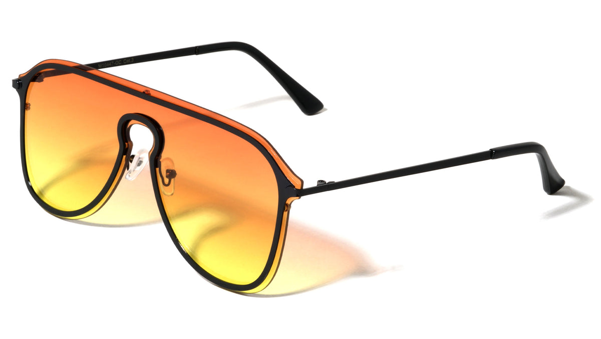Rimless Solid One Piece Keyhole Nose Oceanic Color Wholesale Bulk Sunglasses