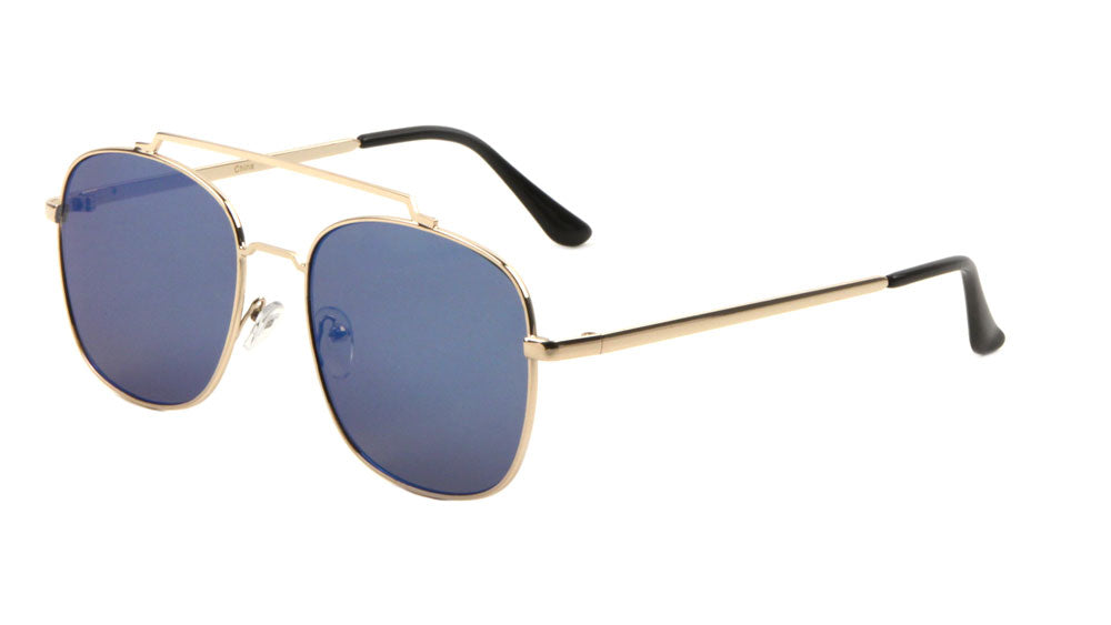 Squared Aviators Color Mirror Wholesale Bulk Sunglasses