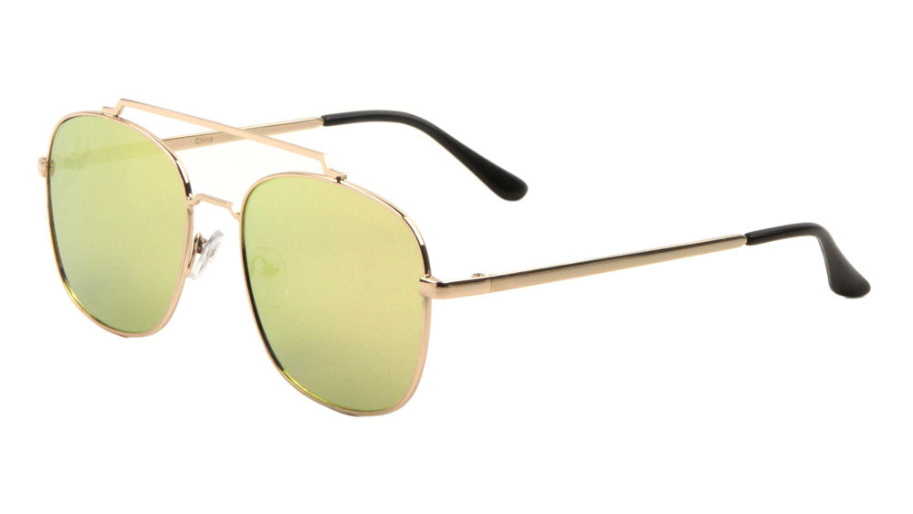 Squared Aviators Color Mirror Wholesale Bulk Sunglasses
