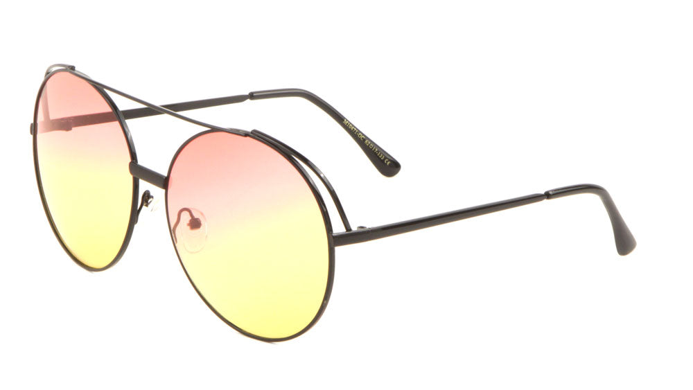 Rounded Aviators Oceanic Color Lens Wholesale Sunglasses