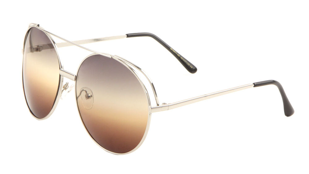 Rounded Aviators Oceanic Color Lens Wholesale Sunglasses