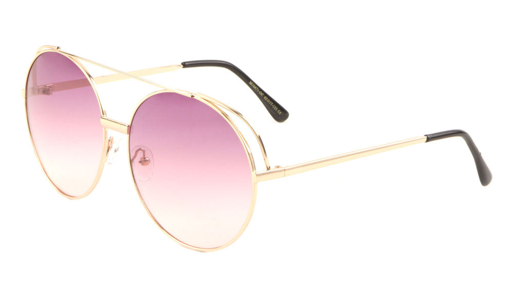 Rounded Aviators Oceanic Color Lens Wholesale Sunglasses