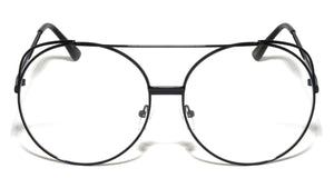Rounded Metal Accent Aviators Clear Lens Wholesale Bulk Glasses