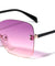 Rimless Solid One Piece Butterfly Wholesale Bulk Sunglasses