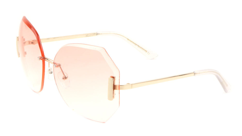Rimless Butterfly Oceanic Color Rectangular Accent Wholesale Bulk Sunglasses